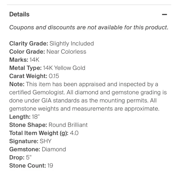 Shy Creation 14k Lavaliere Necklace Yellow Gold, Diamonds - Picture 4 of 5